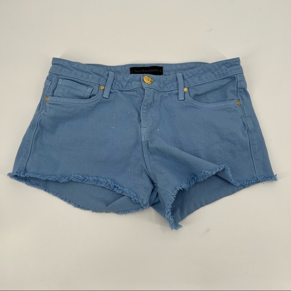 Juicy Couture Blue Mid Rise Cut Off Jean Shorts Size 28 Women's